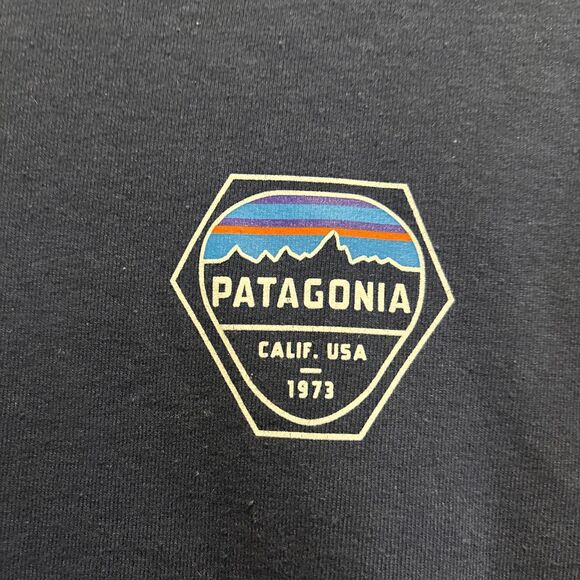 Patagonia Fitz Roy Hex Long Sleeve Regular Fit T-Shirt Tee Navy Men's Medium - Picture 6 of 16